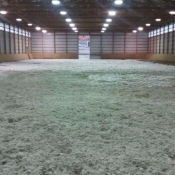 Completed riding arena with artificial surface